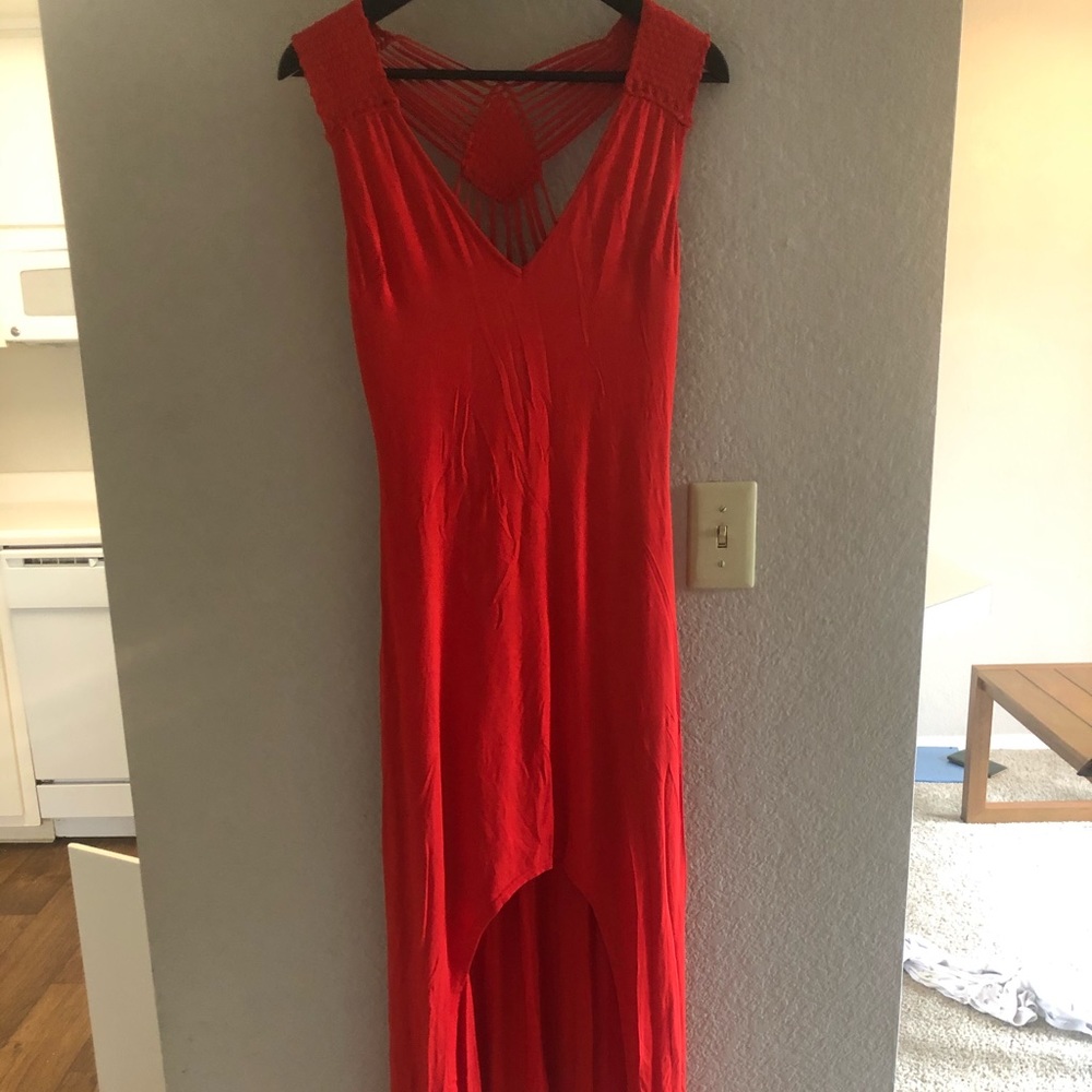 Red high low BeBe dress